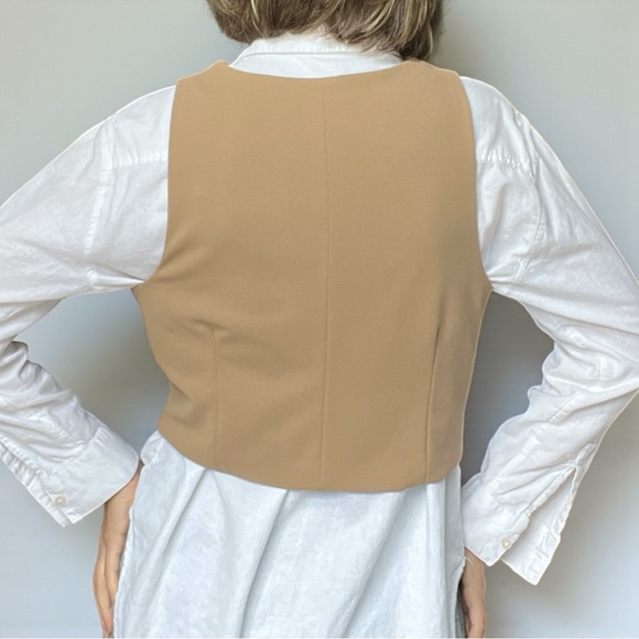 Cupcakes and Cashmere Camel Vest Tailored Layering Piece Preppy Minimalist Style - Picture 5 of 12
